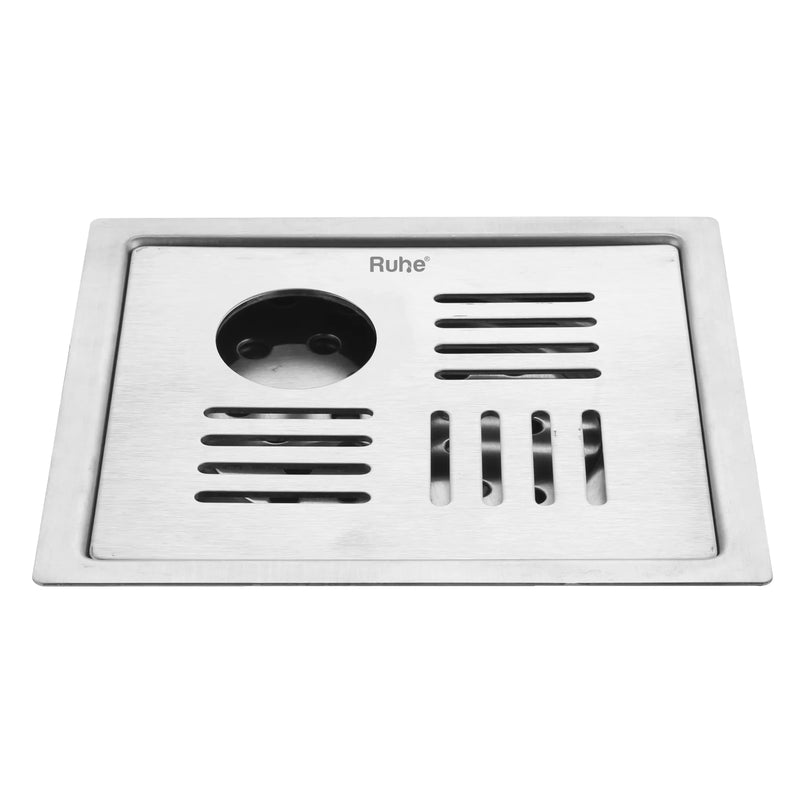 Pluto Square Premium Flat Cut Floor Drain (6 x 6 Inches) with Hole - by Ruhe