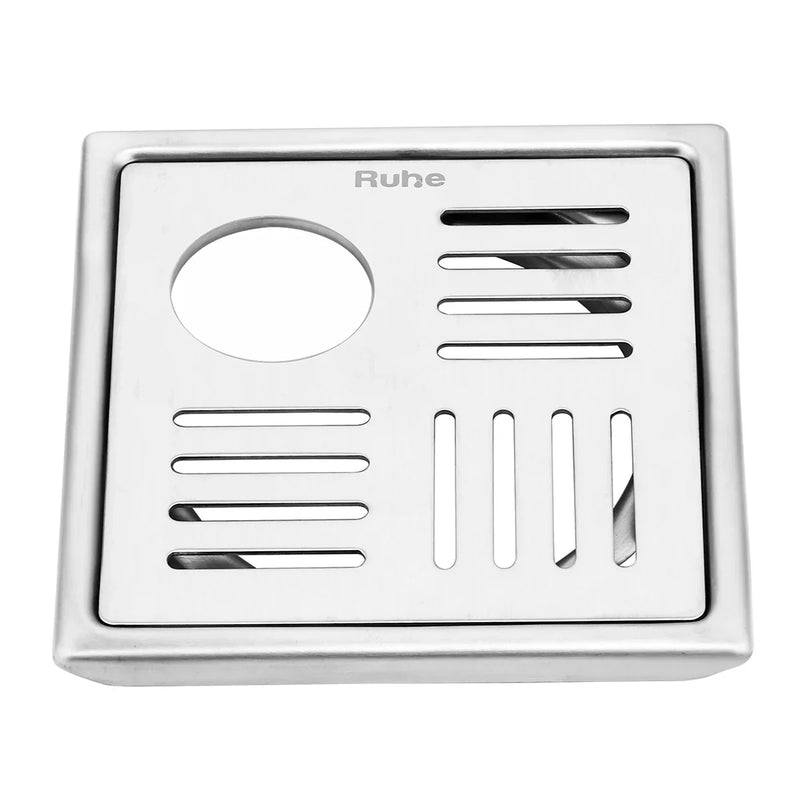 Pluto Square Premium Floor Drain (5 x 5 Inches) with Hole - by Ruhe