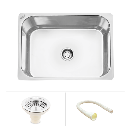 Square Single Bowl Kitchen Sink (24 x 18 x 9 inches)