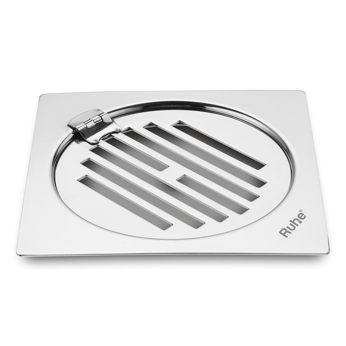 Classic Neon Square Flat Cut Floor Drain (6 x 6 inches) with Hinged Grating Top - by Ruhe®