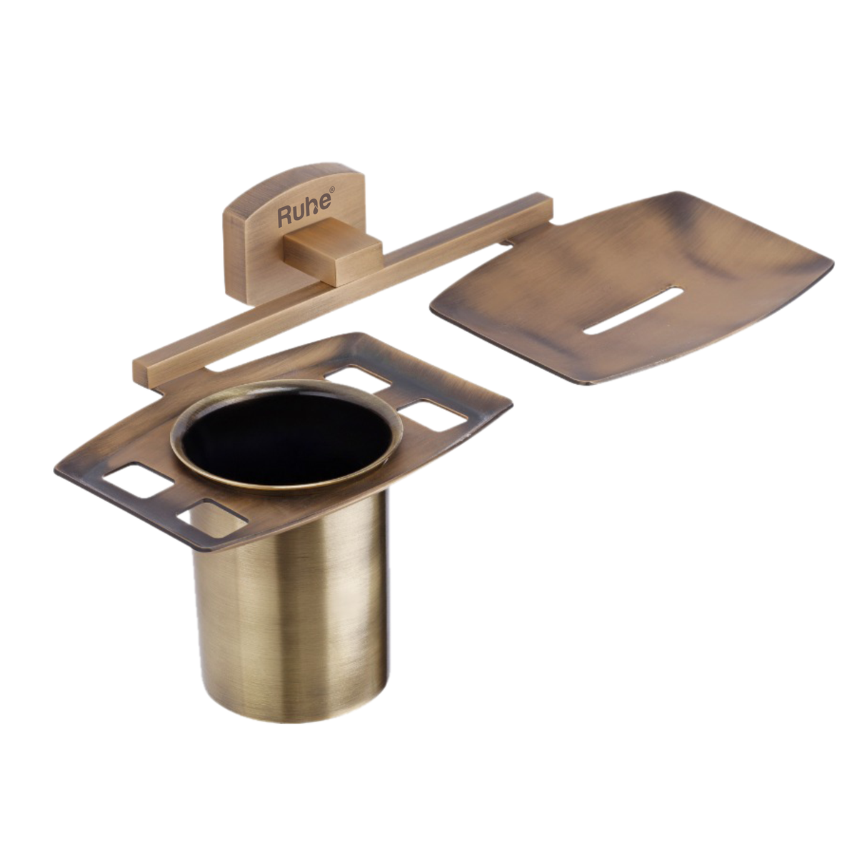 Aura Brass Soap Dish with Tumbler Holder - by Ruhe®