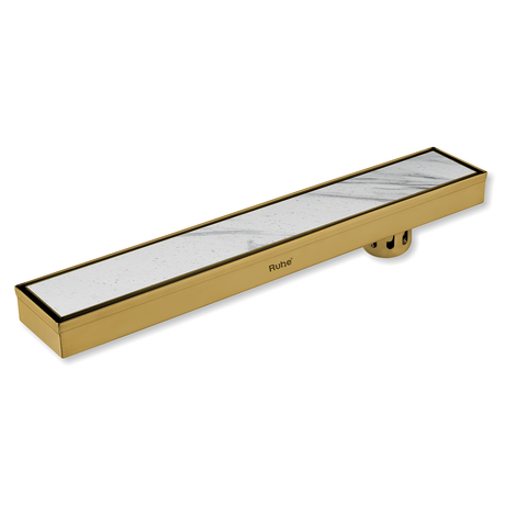Tile Insert Shower Drain Channel (32 x 3 Inches) YELLOW GOLD PVD Coated