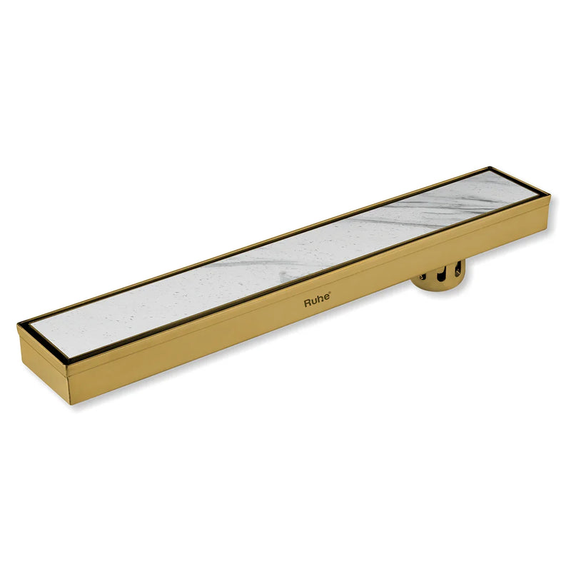 Tile Insert Shower Drain Channel (32 x 3 Inches) YELLOW GOLD PVD Coated - by Ruhe