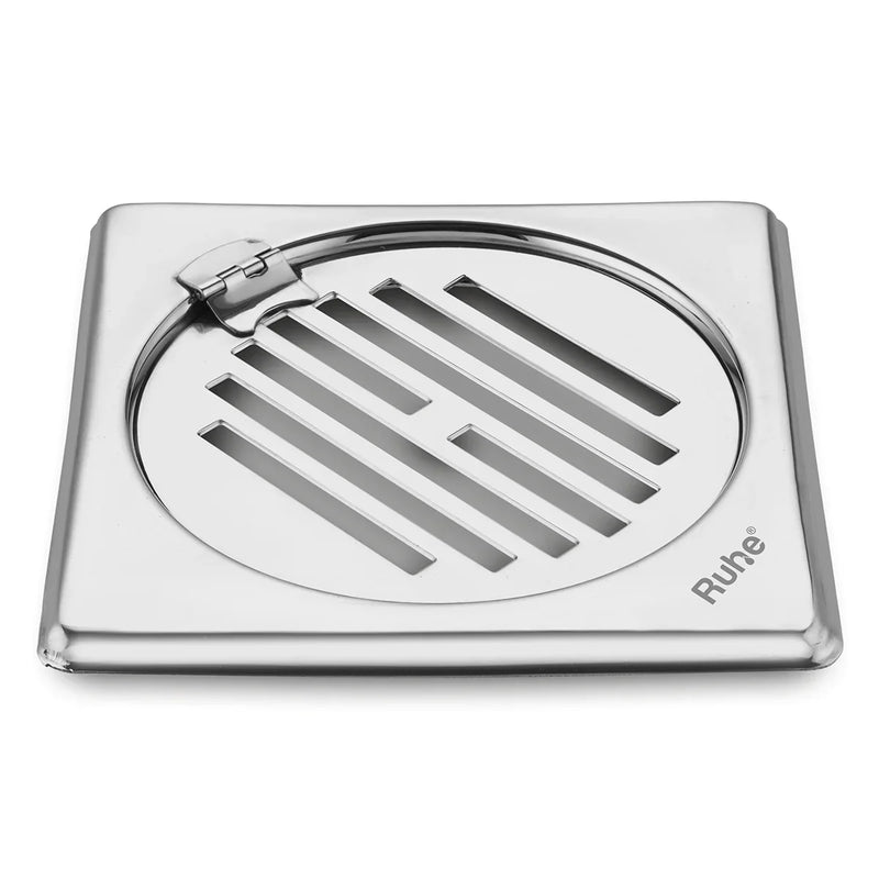 Classic Neon Floor Drain (6 x 6 inches) with Hinged Grating Top - by Ruhe