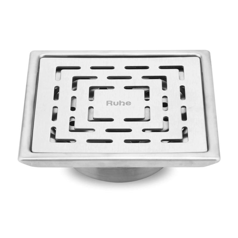Sapphire Square 304-Grade Floor Drain with Collar & Cockroach Trap (6 x 6 Inches) - by Ruhe