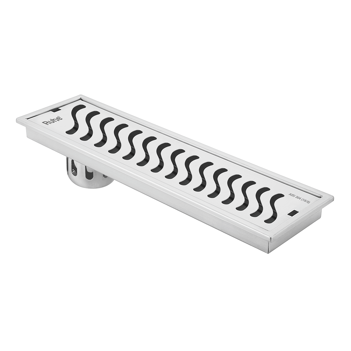 Wave Shower Drain Channel (40 x 4 Inches) with Cockroach Trap (304 Grade) - by Ruhe®