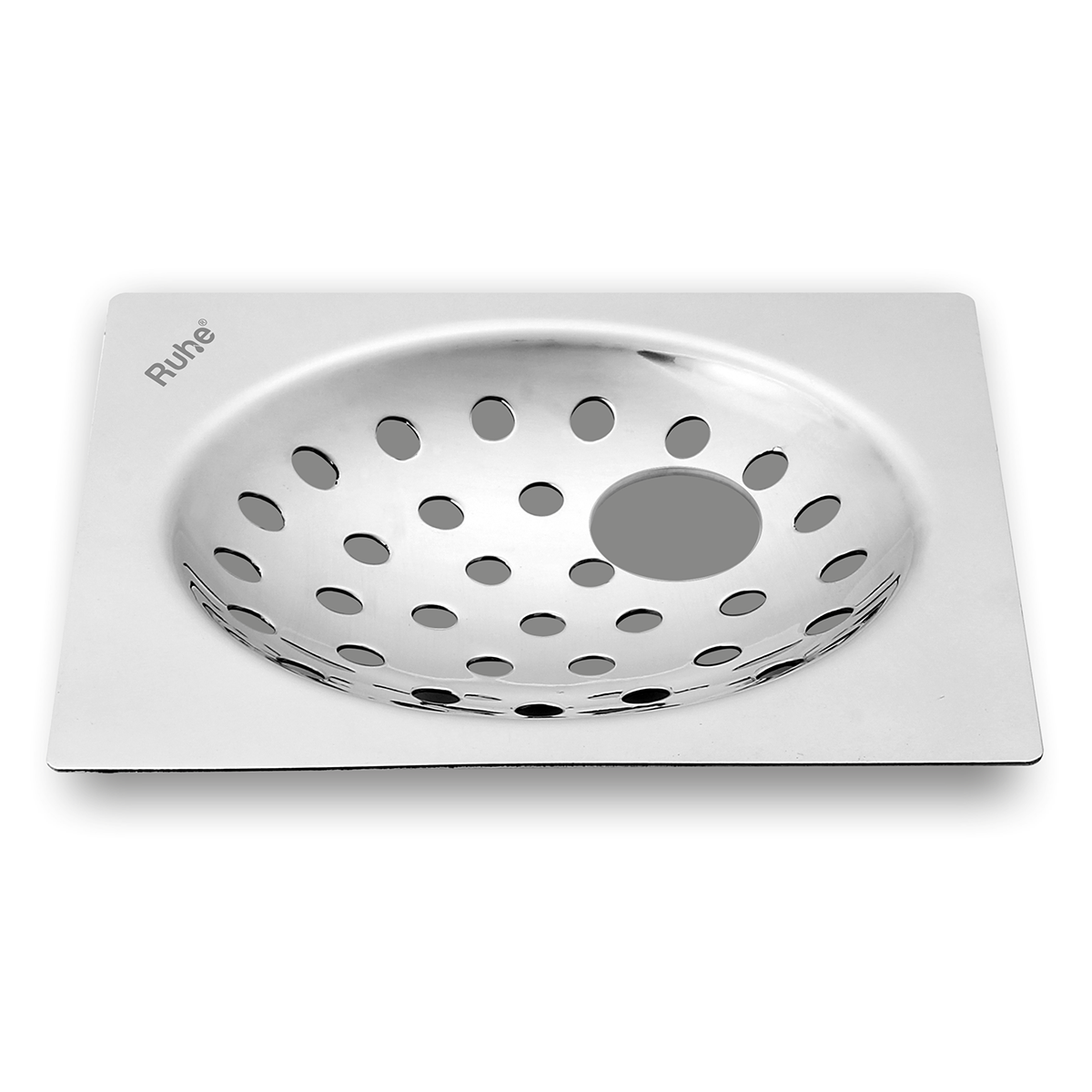 One Square Flat Cut Floor Drain (5 x 5 inches) with Hole - by Ruhe®