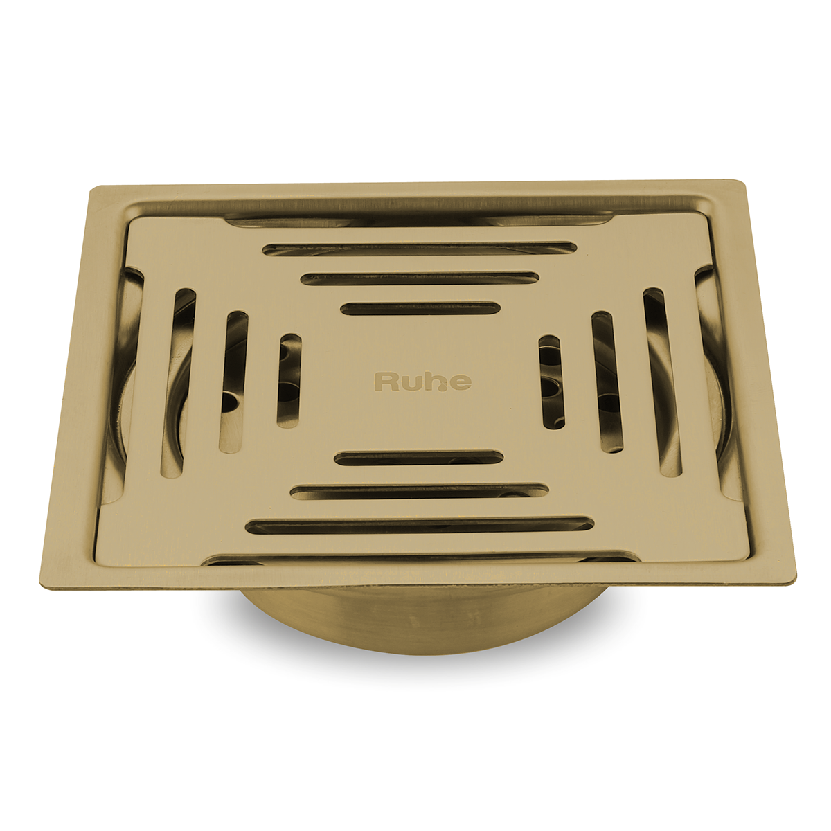 Opal Square Flat Cut Floor Drain in Yellow Gold PVD Coating (5 x 5 Inches)