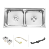 Square Double Bowl (37 x 18 x 8 inches) 304-Grade Kitchen Sink - by Ruhe®