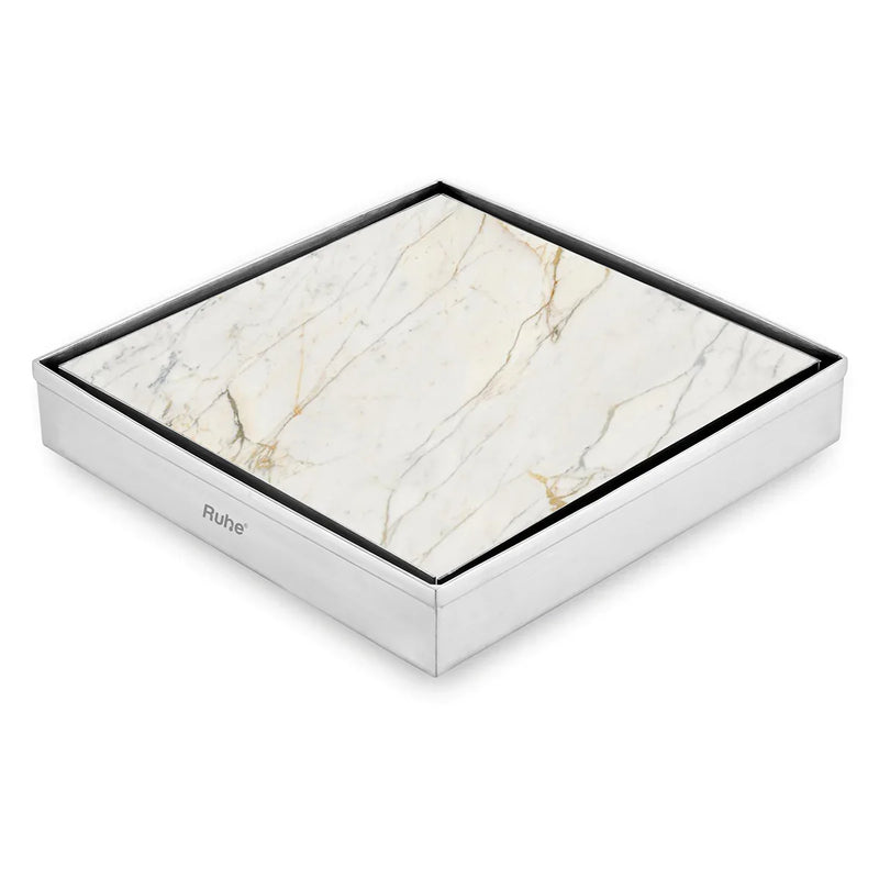 Marble-Insert Shower Drain Channel (8 x 8 Inches)