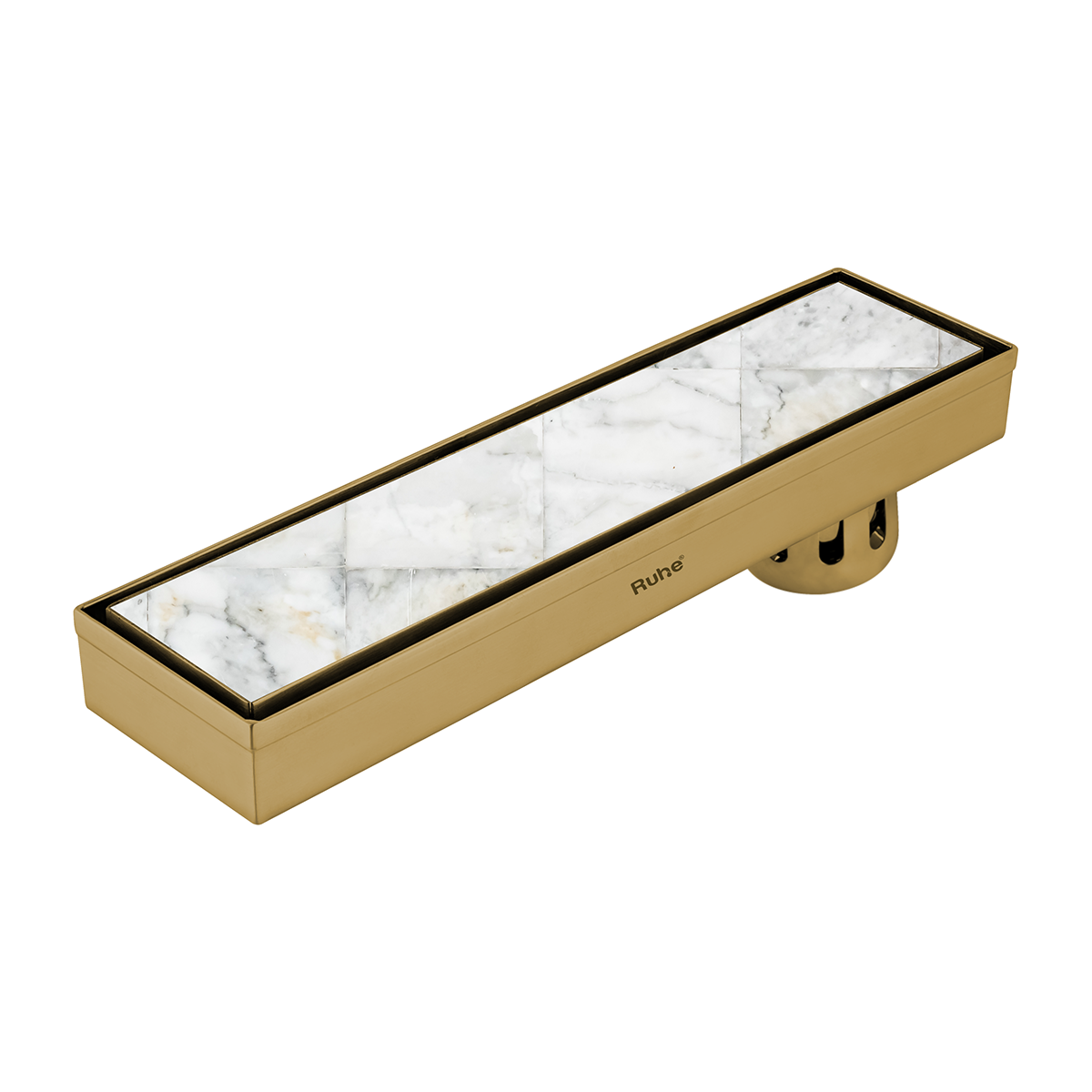 Tile Insert Shower Drain Channel (18 x 3 Inches) YELLOW GOLD PVD Coated - by Ruhe®