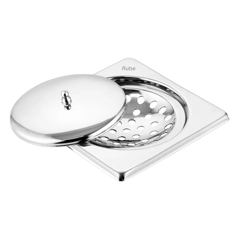 Saturn Square Floor Drain (6 x 6 Inches) with Lid - by Ruhe