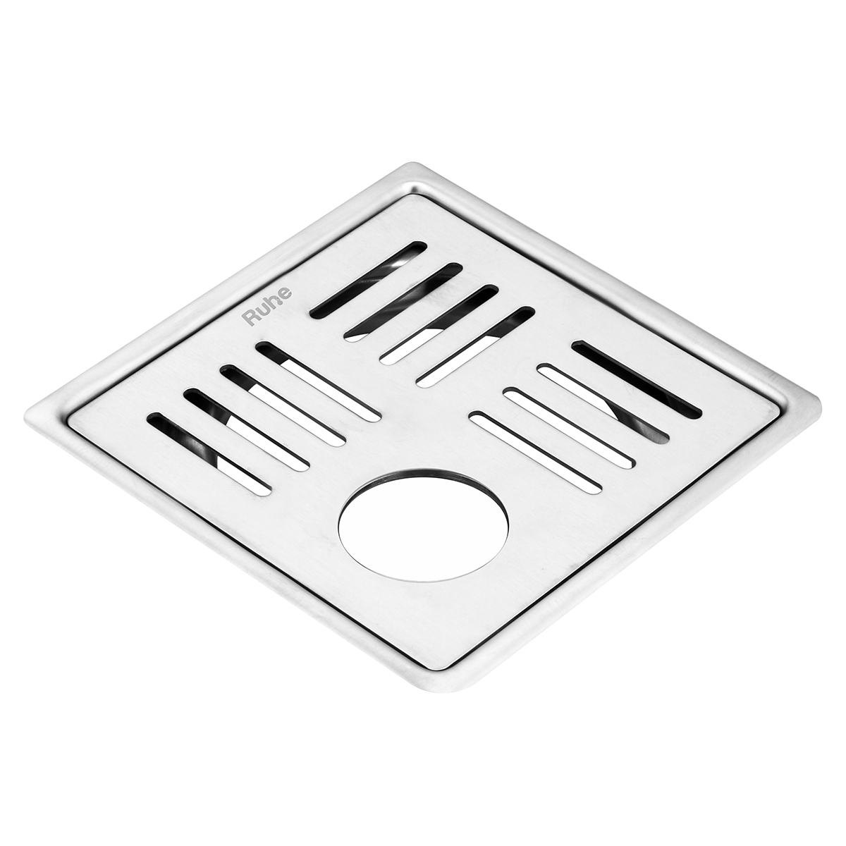 Ruby Square Flat Cut 304-Grade Floor Drain with Hole (5 x 5 Inches) - by Ruhe®