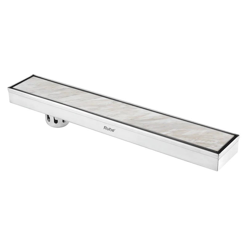 Marble Insert Shower Drain Channel (32 x 3 Inches) with Cockroach Trap (304 Grade) - by Ruhe