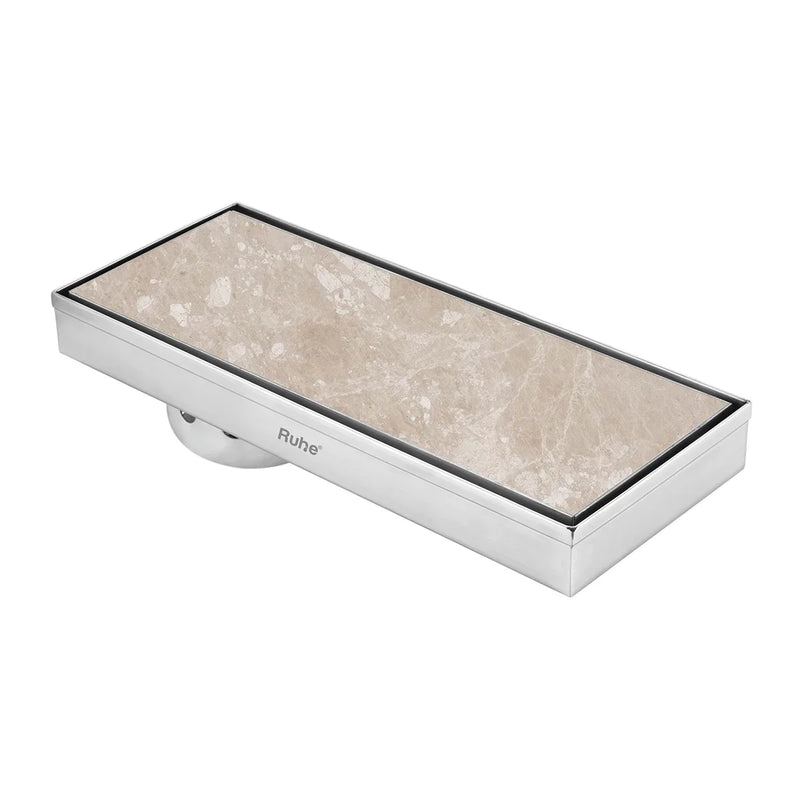 Marble Insert Shower Drain Channel (18 x 5 Inches) with Center Hole & Cockroach Trap (304 Grade)