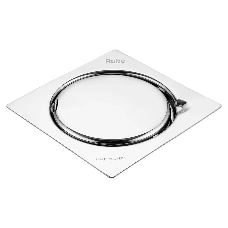 Gemini Square 304-Grade Floor Drain with Hinge (5 x 5 Inches) - by Ruhe