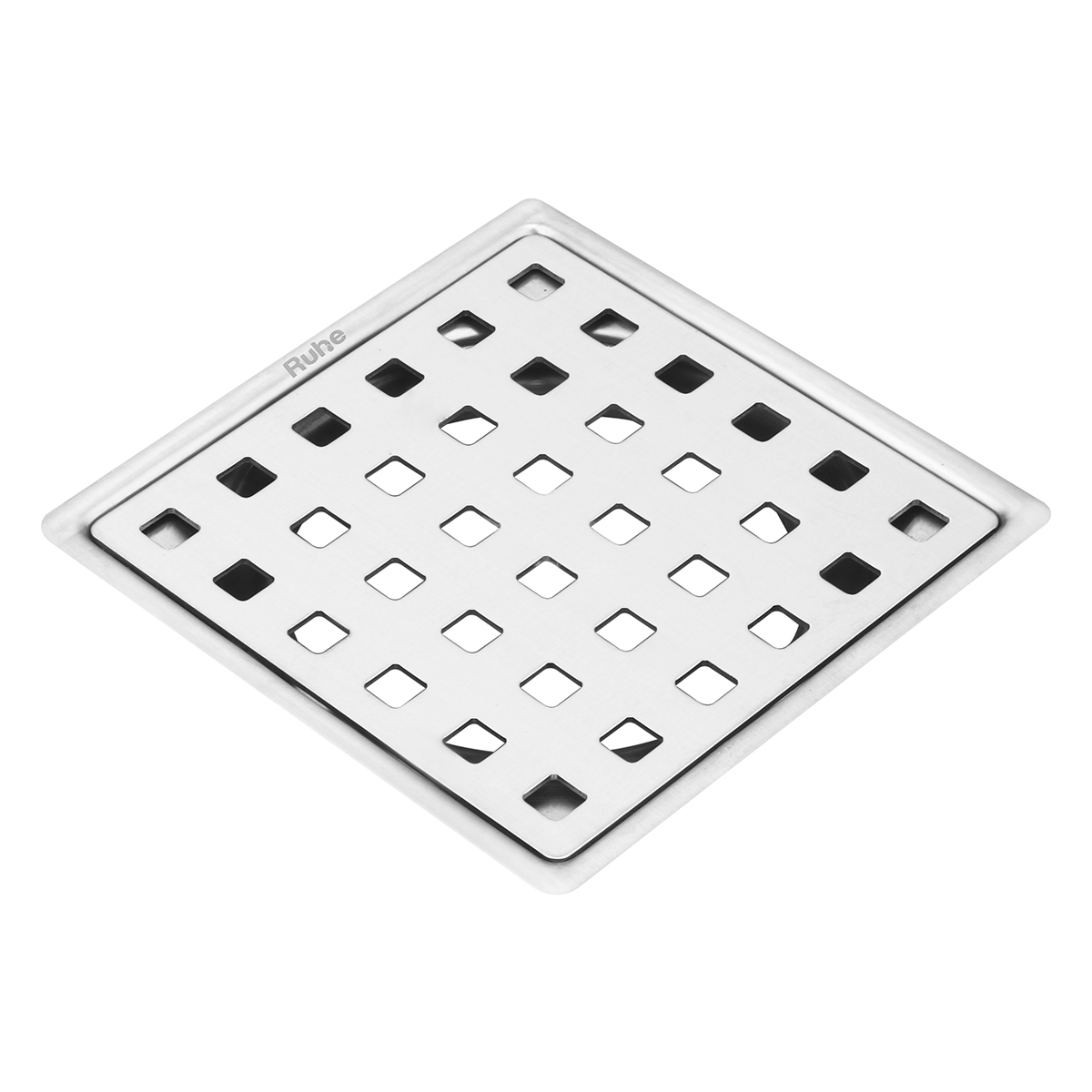 Pearl Square Flat Cut 304-Grade Floor Drain (6 x 6 Inches) - by Ruhe®