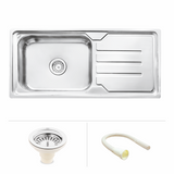 Square Single Bowl (42 x 20 x 9 Inches) Premium Stainless Steel Kitchen Sink with Drainboard - by Ruhe®