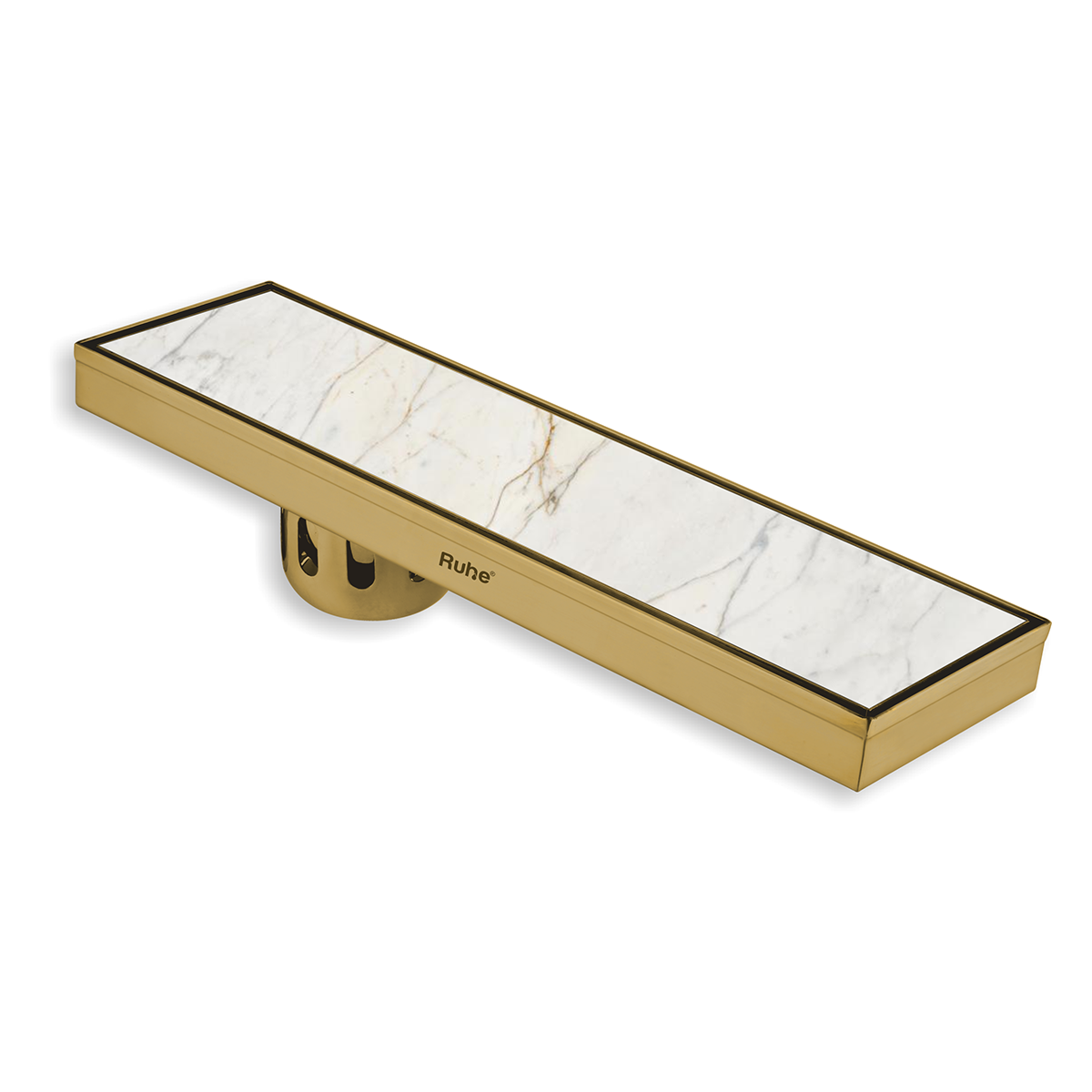 Tile Insert Shower Drain Channel (12 x 4 Inches) YELLOW GOLD PVD Coated - by Ruhe®