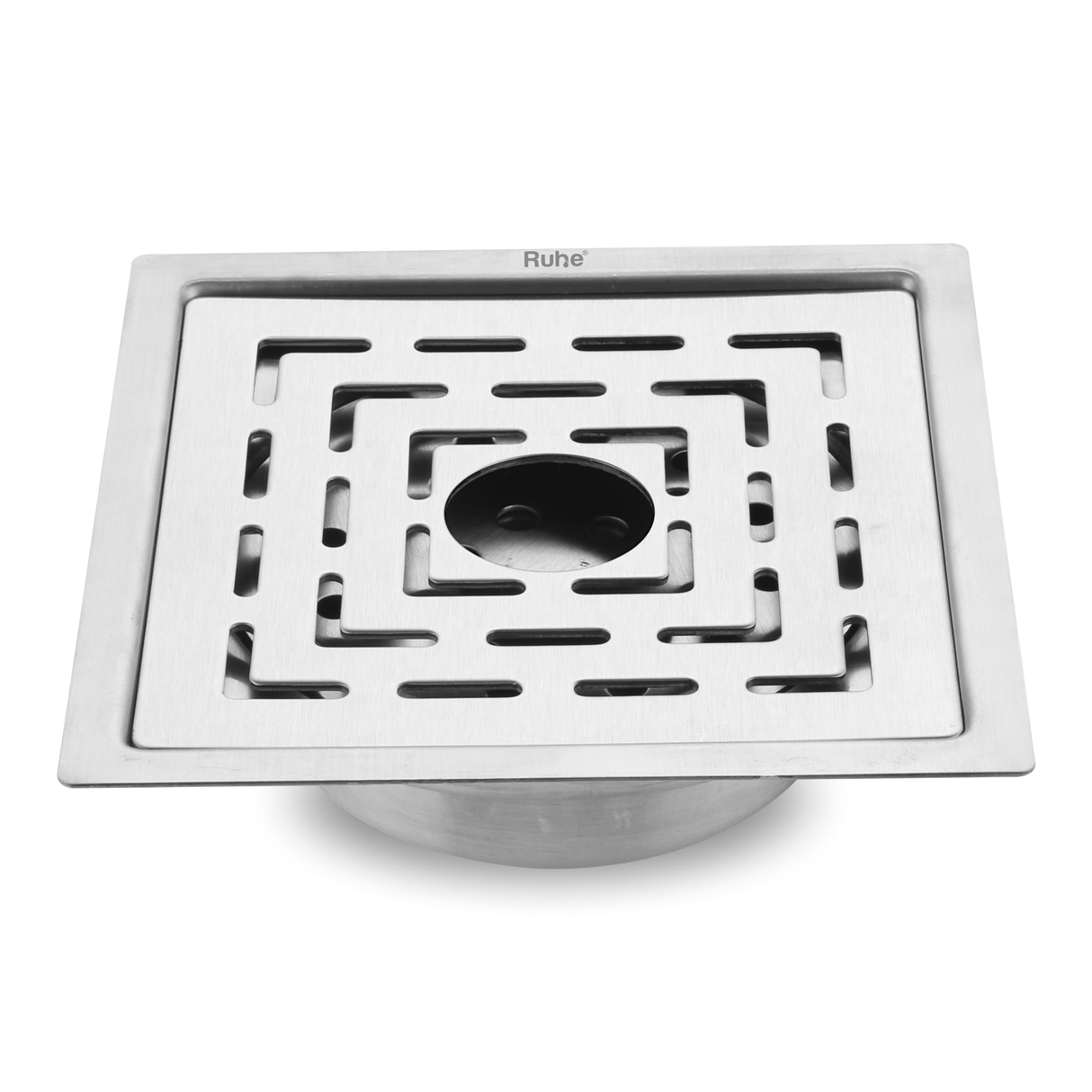 Sapphire Square Flat Cut 304-Grade Floor Drain with Hole & Cockroach Trap (6 x 6 Inches) - by Ruhe