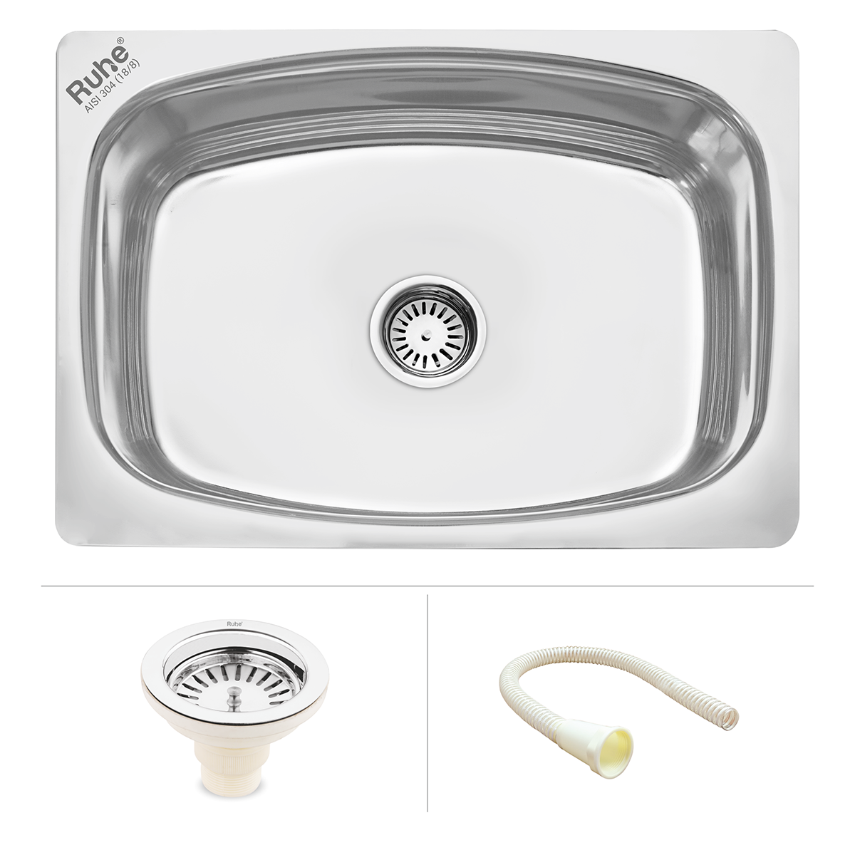 Oval Single Bowl 304-Grade Kitchen Sink (24 x 18 x 9 inches)– by Ruhe