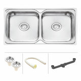 Square Double Bowl Premium Stainless Steel Kitchen Sink (45 x 20 x 9 inches) - by Ruhe®