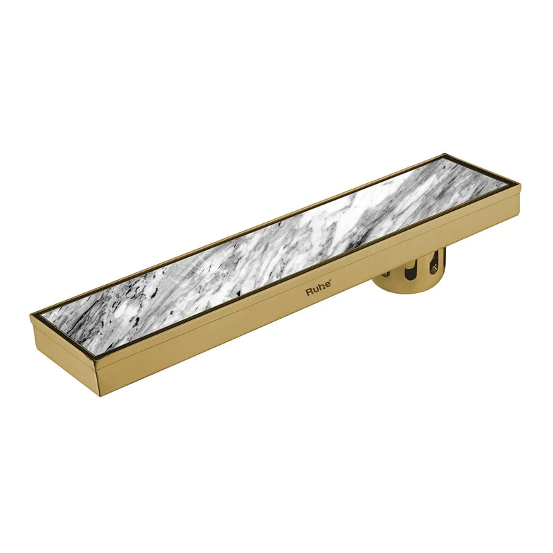 Tile Insert Shower Drain Channel (32 x 4 Inches) YELLOW GOLD PVD Coated - by Ruhe