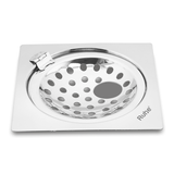 Neon Square Flat Cut Floor Drain (6 x 6 inches) with Hole and Hinged Grating Top