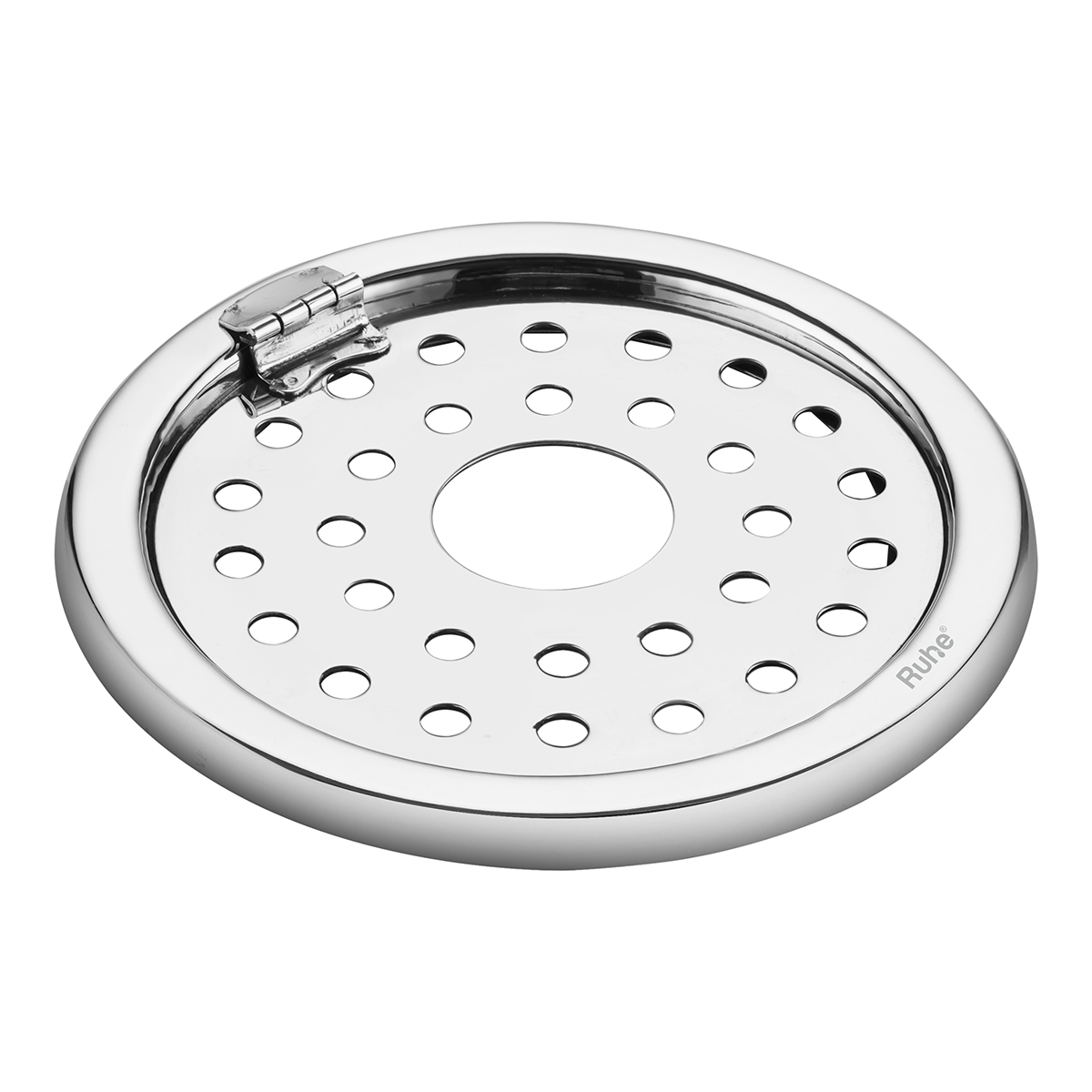 Plain Round Jali Floor Drain (5 Inches) with Hinged Grating Top & Hole (Pack of 2) - by Ruhe®