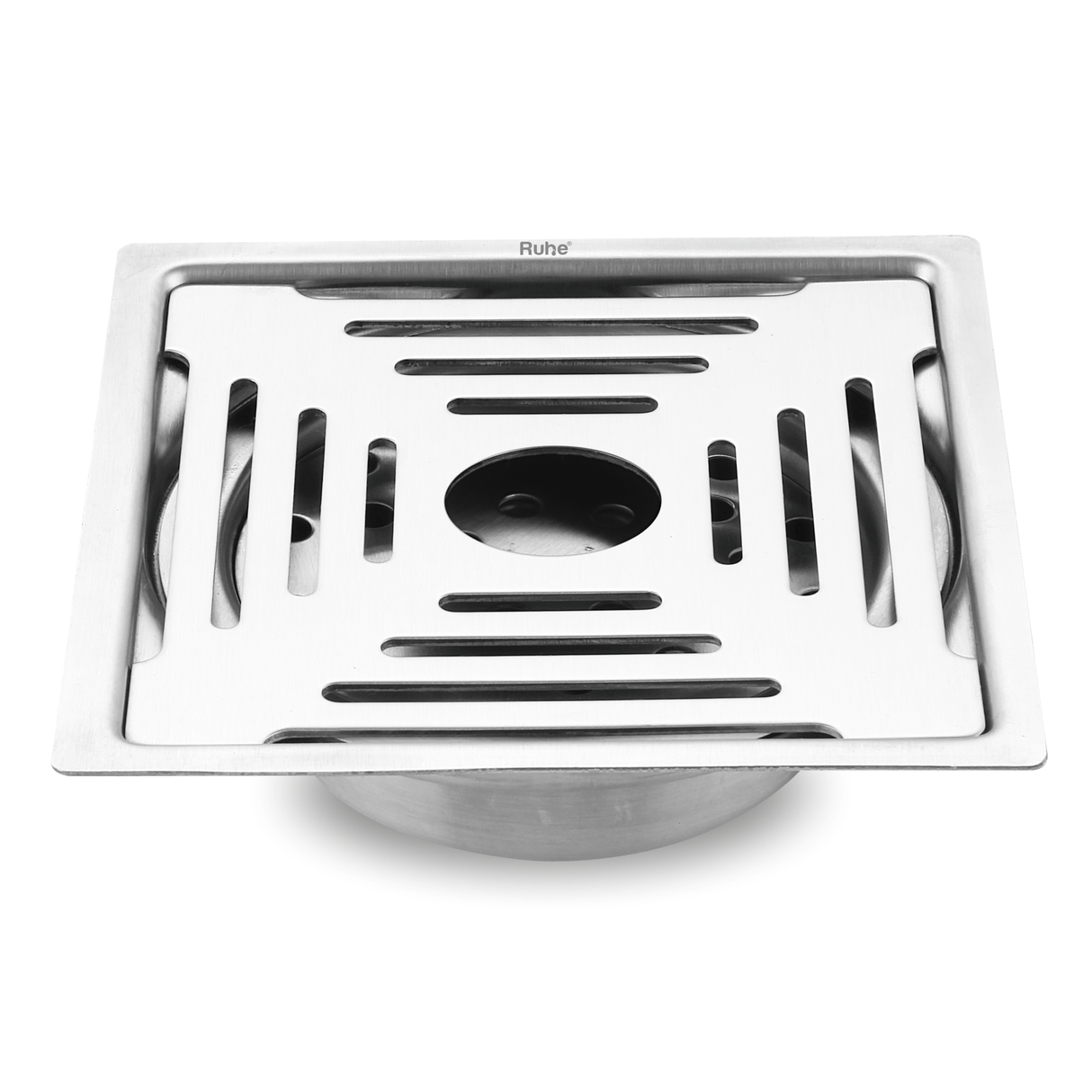 Opal Square Flat Cut 304-Grade Floor Drain with Hole & Cockroach Trap (6 x 6 Inches) - by Ruhe®