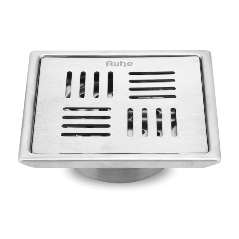 Ruby Square 304-Grade Floor Drain with Collar & Cockroach Trap (6 x 6 Inches) - by Ruhe