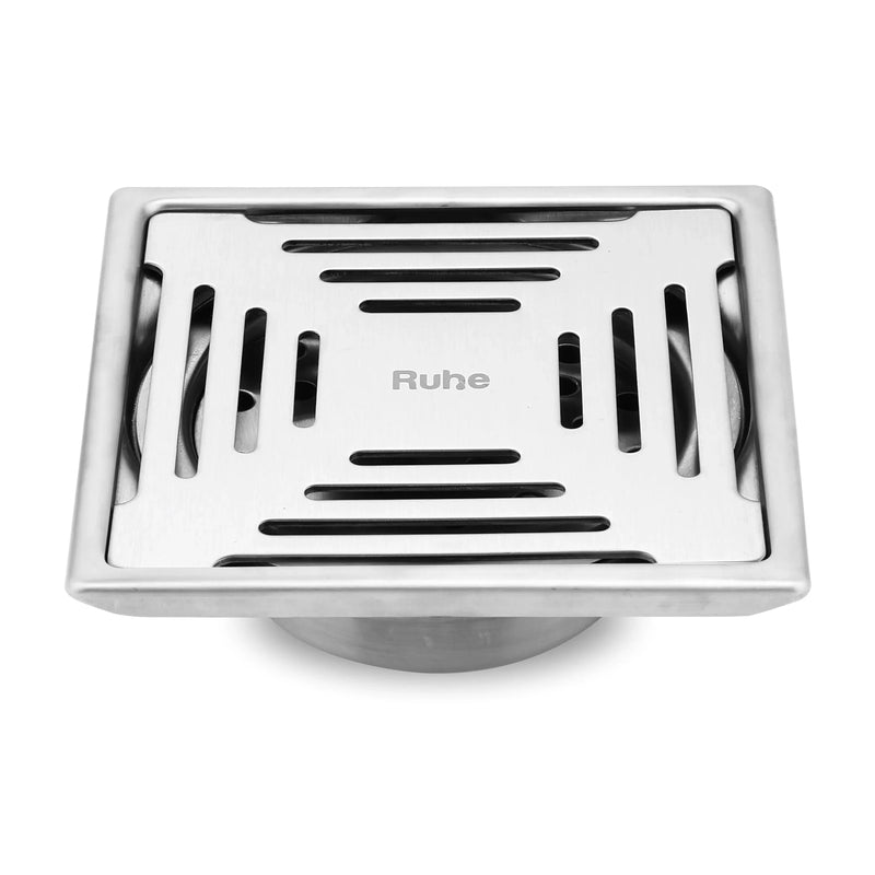 Opal Square 304-Grade Floor Drain with Collar & Cockroach Trap (5 x 5 Inches) - by Ruhe