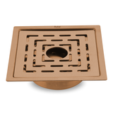 Sapphire Square Flat Cut Floor Drain in Antique Copper PVD Coating (5 x 5 Inches) with Hole