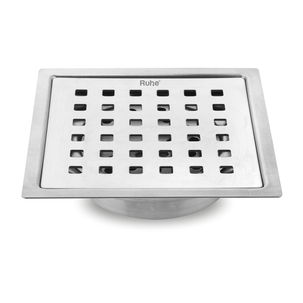 Pearl Square Flat Cut 304-Grade Floor Drain with Cockroach Trap (6 x 6 Inches) - by Ruhe