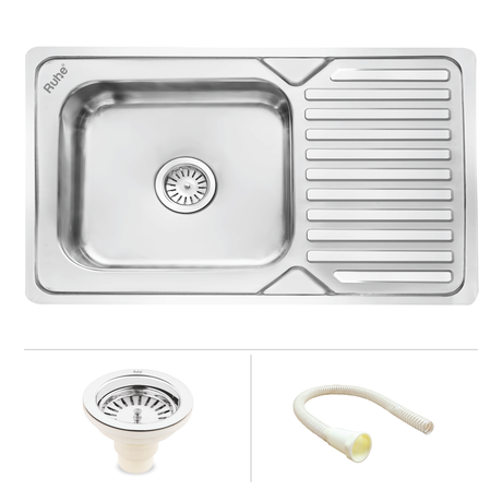 Square Single Bowl (32 x 20 x 8 inches) Kitchen Sink with Drainboard