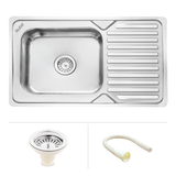 Square Single Bowl (32 x 20 x 8 inches) Premium Stainless Steel Kitchen Sink with Drainboard - by Ruhe®