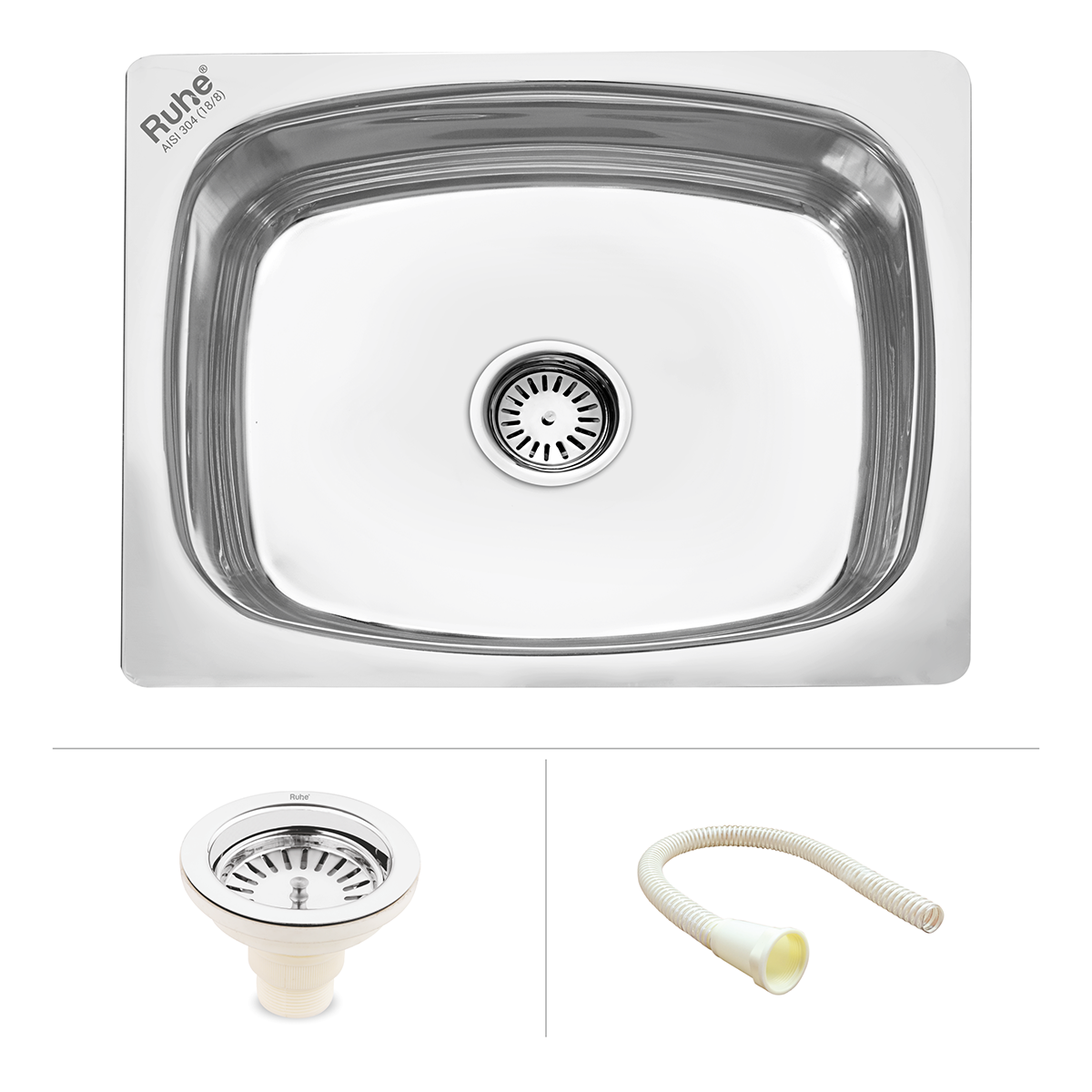 Oval Single Bowl (21 x 18 x 8 inches) 304-Grade Kitchen Sink