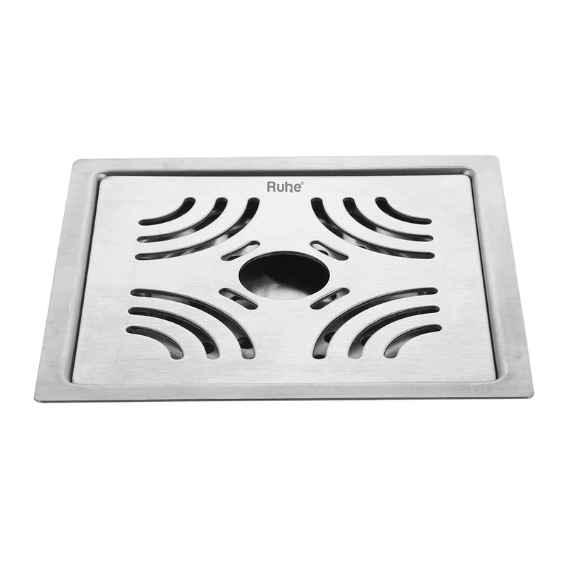Emerald Square Flat Cut 304-Grade Floor Drain with Hole (6 x 6 Inches) - by Ruhe
