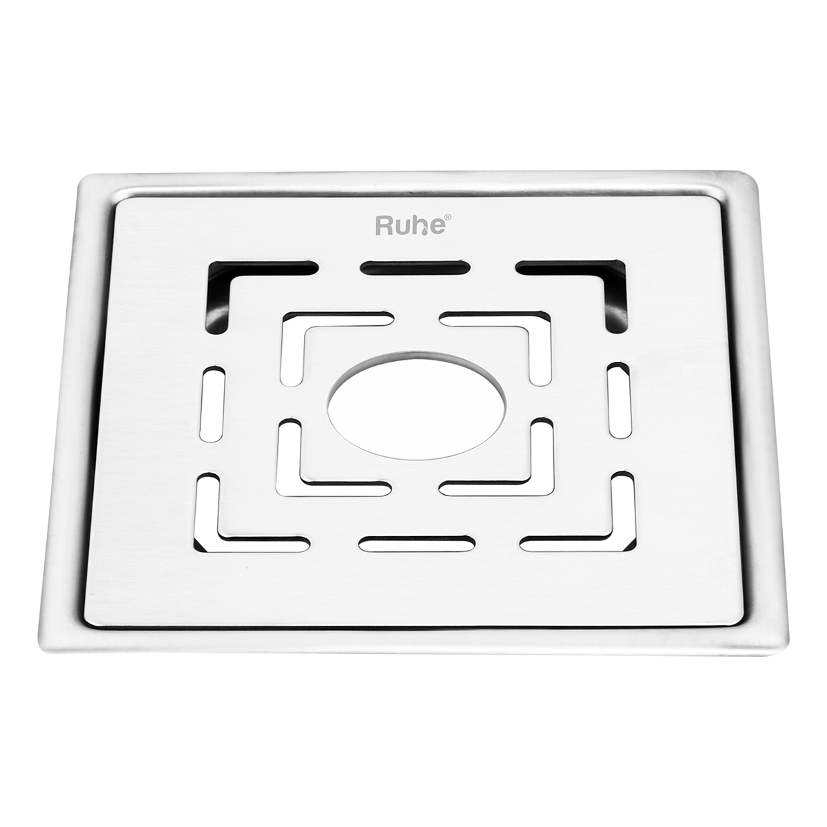 Sapphire Square Flat Cut 304-Grade Floor Drain with Hole (5 x 5 Inches) - by Ruhe®