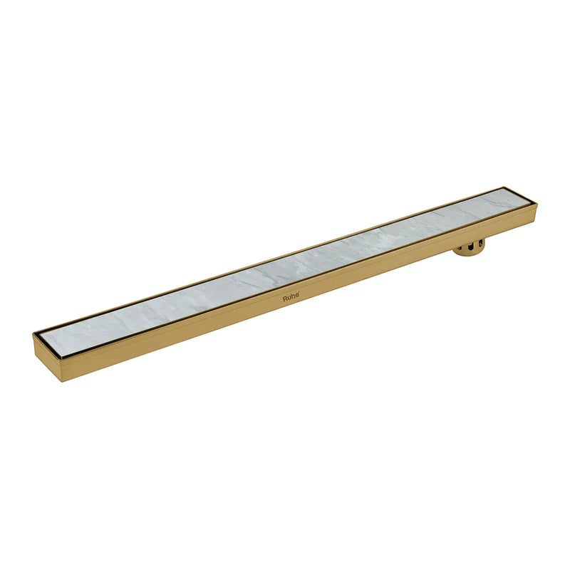 Tile Insert Shower Drain Channel (36 x 3 Inches) YELLOW GOLD PVD Coated - by Ruhe