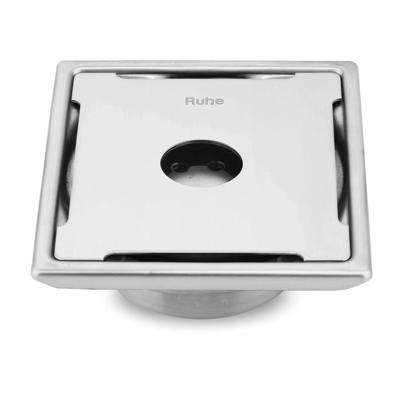 Diamond Square 304-Grade Floor Drain with Collar, Hole & Cockroach Trap (5 x 5 Inches) - by Ruhe