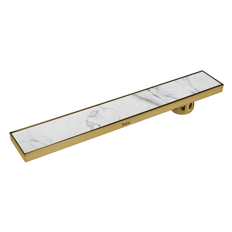 Tile Insert Shower Drain Channel (48 x 5 Inches) YELLOW GOLD PVD Coated - by Ruhe