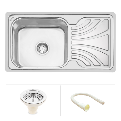Square Single Bowl (32 x 18 x 8 inches) Kitchen Sink with Drainboard