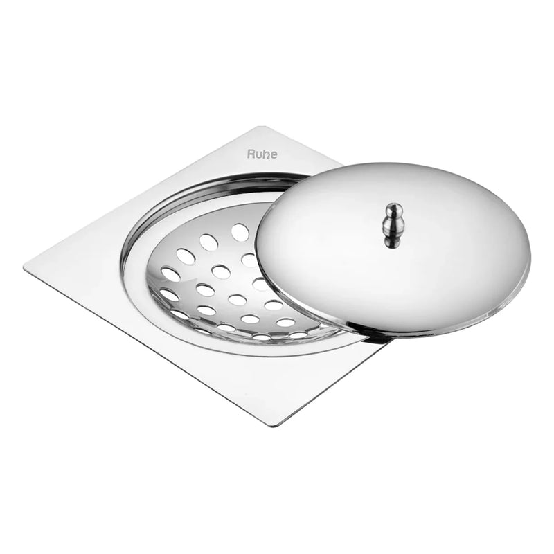 Saturn Square Flat Cut Floor Drain (6 x 6 Inches) with Lid - by Ruhe
