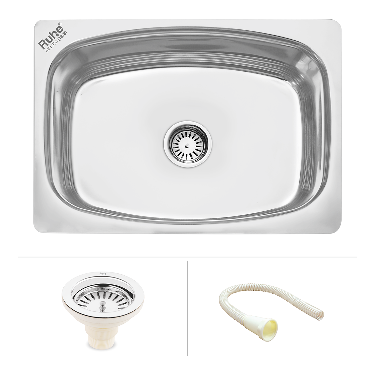 Oval Single Bowl (22 x 18 x 8 inches) 304-Grade Kitchen Sink