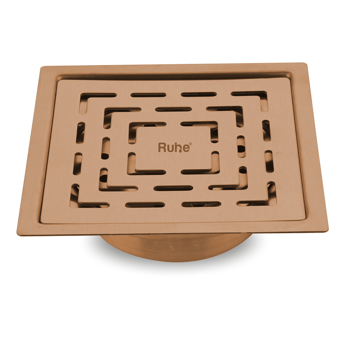 Sapphire Square Flat Cut Floor Drain in Antique Copper PVD Coating (5 x 5 Inches) - by Ruhe