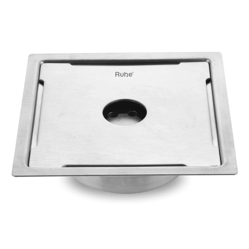 Diamond Square Flat Cut 304-Grade Floor Drain with Hole & Cockroach Trap (5 x 5 Inches) - by Ruhe