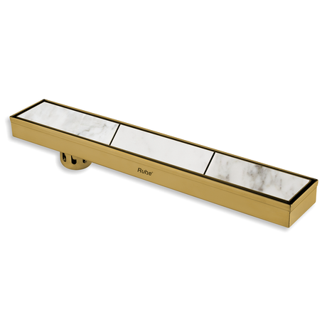 Tile Insert Shower Drain Channel (24 x 3 Inches) YELLOW GOLD PVD Coated