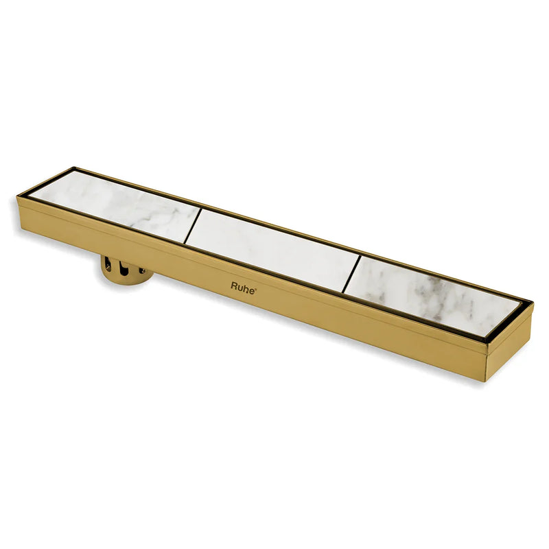 Tile Insert Shower Drain Channel (24 x 3 Inches) YELLOW GOLD PVD Coated - by Ruhe