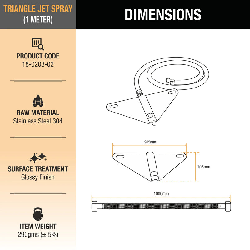 Jet Spray 304-Grade Triangle Nozzle with 1 Meter Tube - by Ruhe